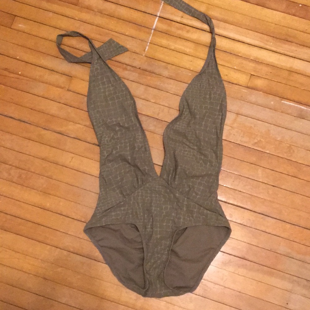Old Navy crocodile print plunging one piece
